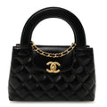 Chanel Shiny Aged Calfskin Quilted Nano Kelly Shopper Black