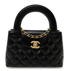 Chanel Shiny Aged Calfskin Quilted Nano Kelly Shopper Black