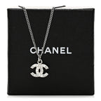 Chanel Crystal Timeless CC Necklace Silver