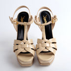 Saint Laurent Patent Tribute Platform Sandal Heels Size 39