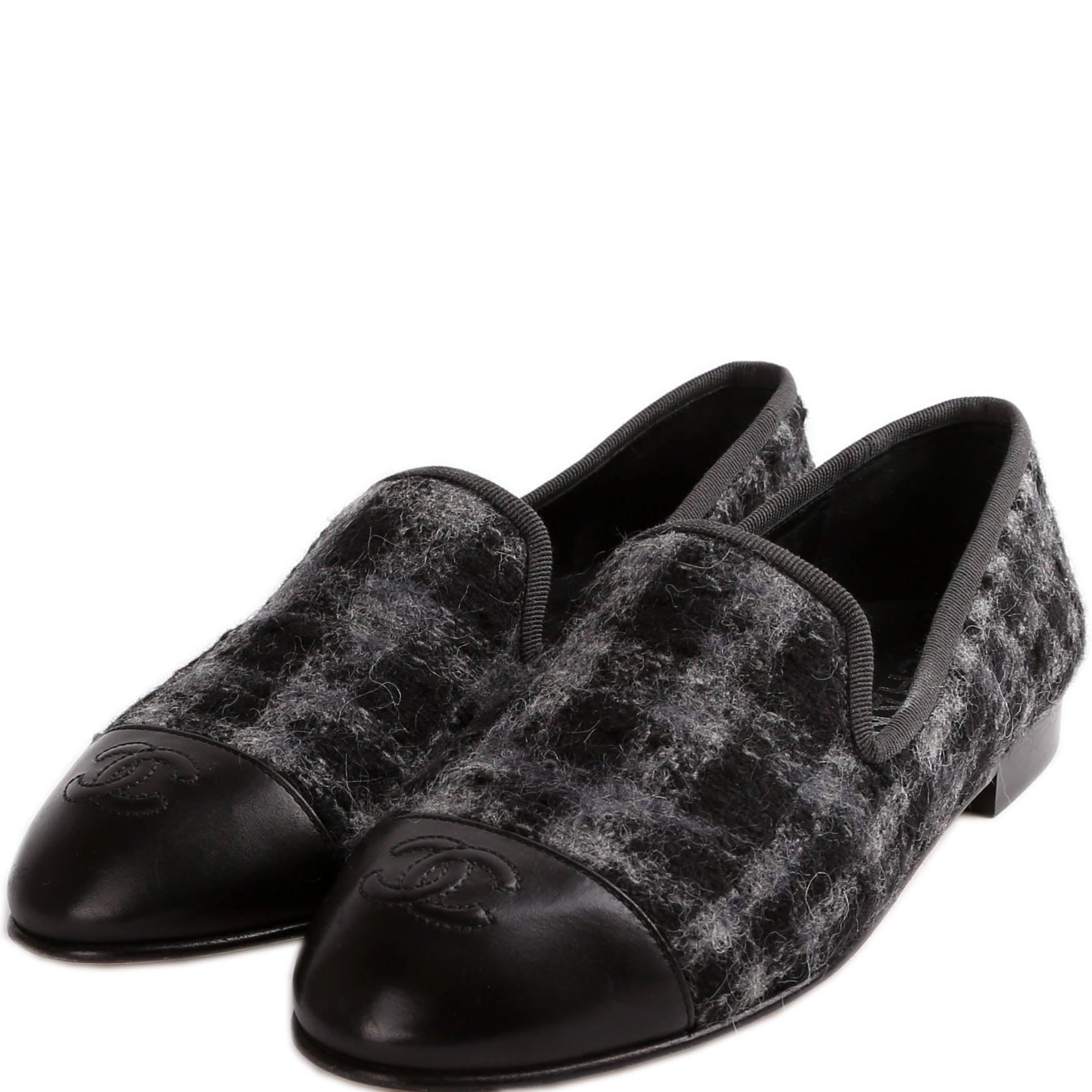 Chanel CC Tweed Loafers Size 36
