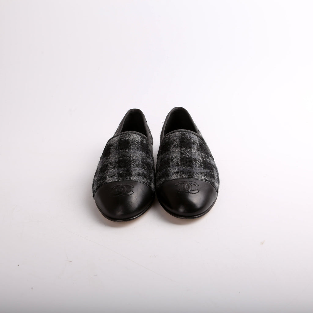 Chanel CC Tweed Loafers Size 36