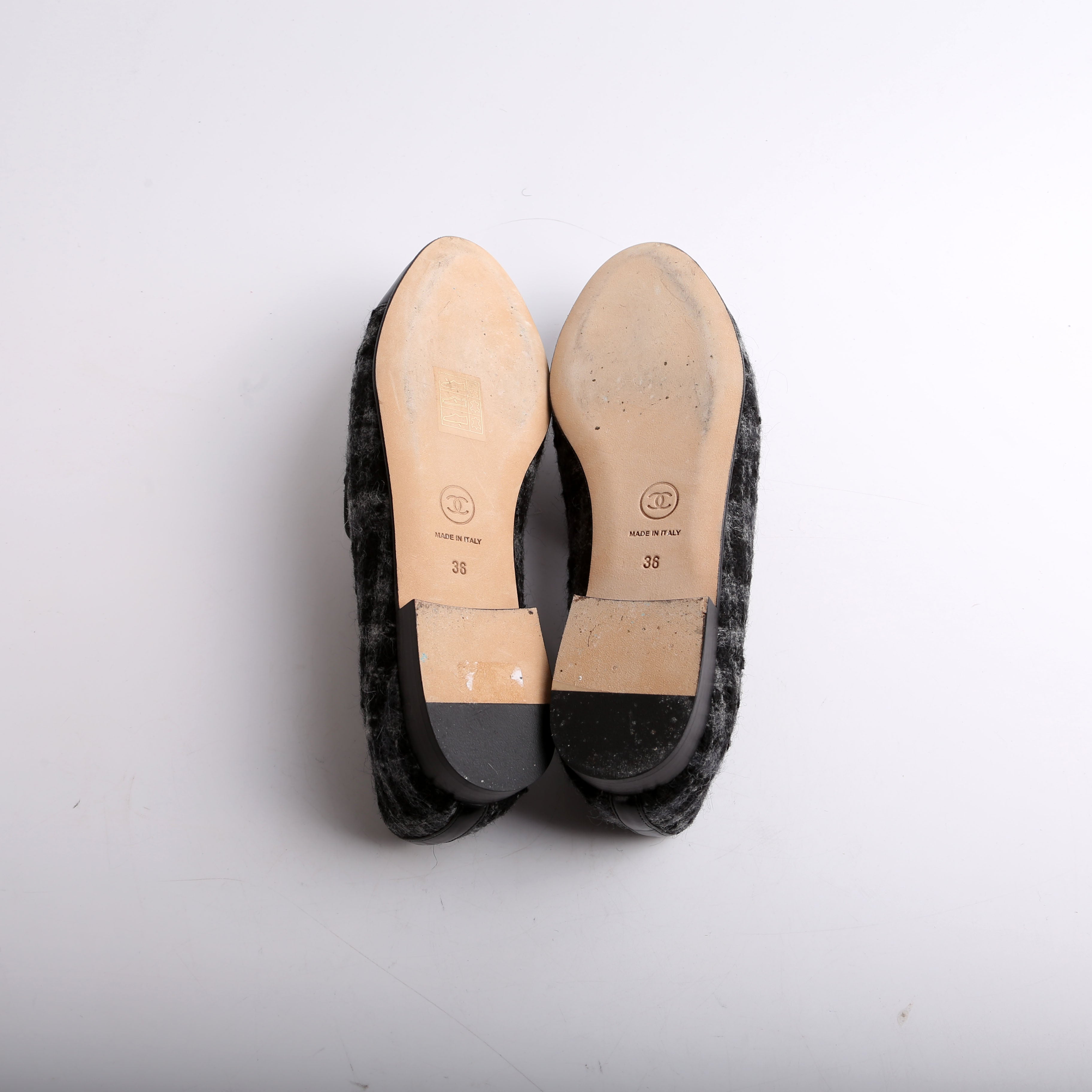 Chanel CC Tweed Loafers Size 36