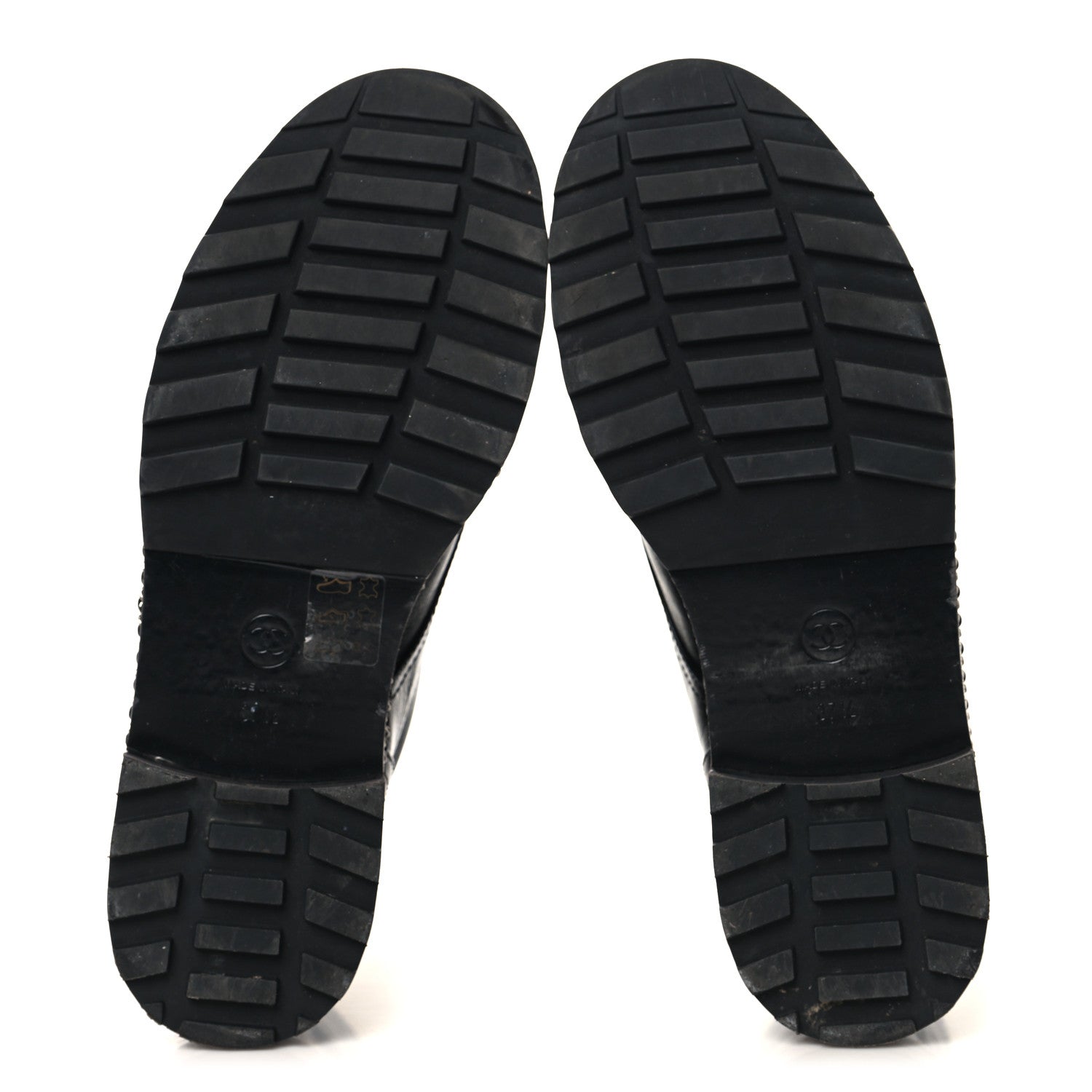 Chanel Crackled Calfskin Velvet Pearl Combat Short Boots 37.5 Black