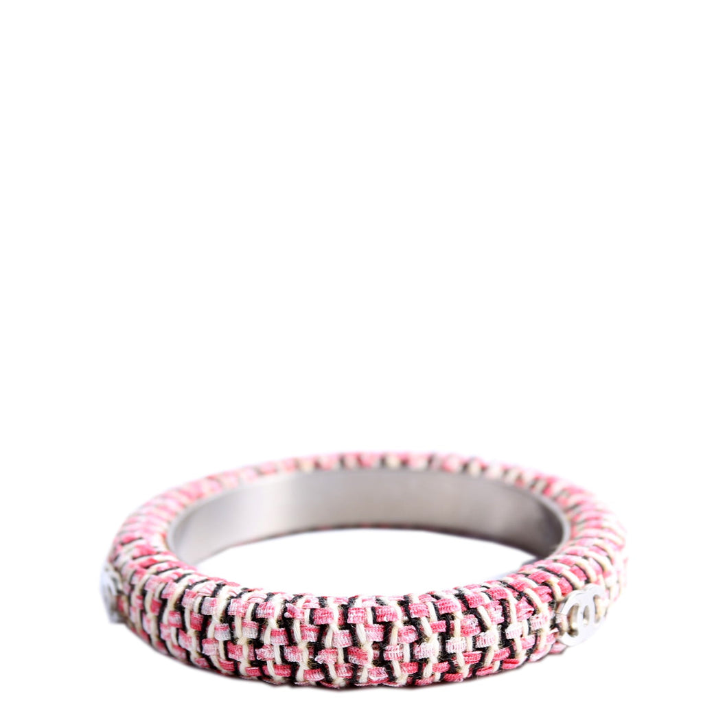 Chanel CC Tweed Bangle Thin Bracelet Size Small