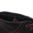 Chanel Suede Lace Up Wedge Booties 37 Dark Blue