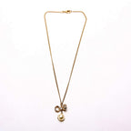 Chanel Crystal Bow CC Pearl Drop Necklace Gold