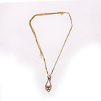 Chanel CC Pearl/Crystal Chain Link Heart Drop Necklace Gold/Pink