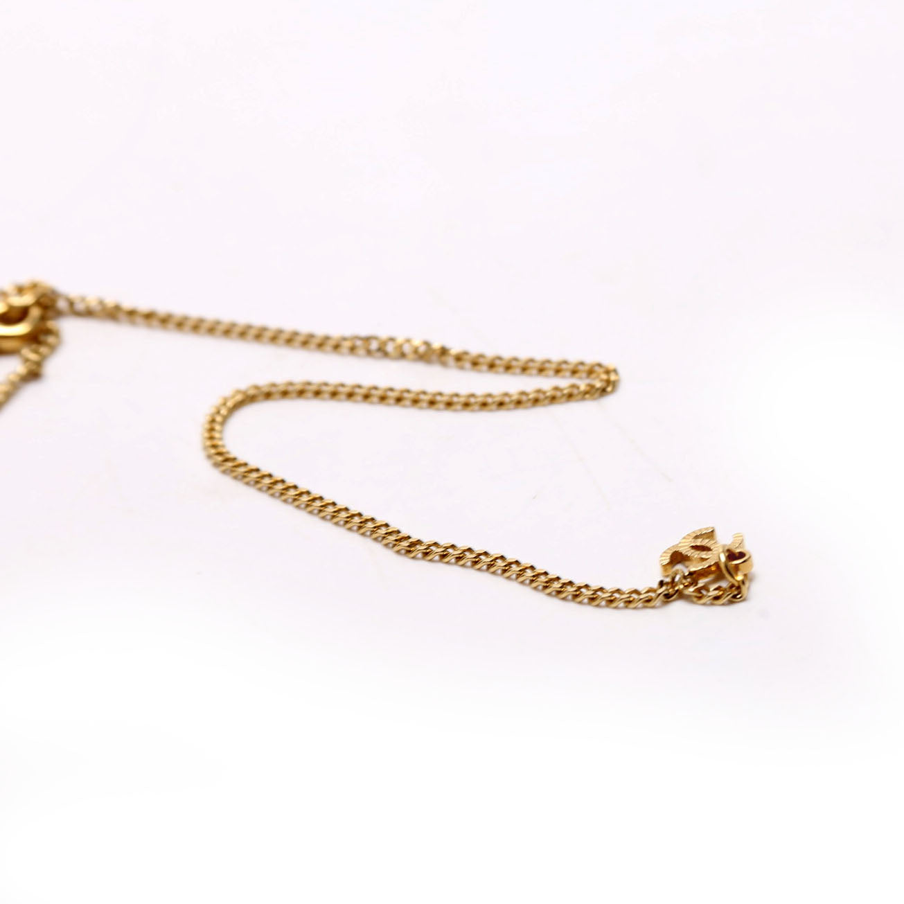 Chanel CC Pearl/Crystal Chain Link Heart Drop Necklace Gold/Pink