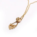 Chanel CC Pearl/Crystal Chain Link Heart Drop Necklace Gold/Pink
