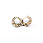 Chanel CC Rhinestone/Faux Pearl Clip On Vintage Earrings Gold