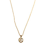 Christian Dior Vintage Circle CD Pendant Necklace Gold