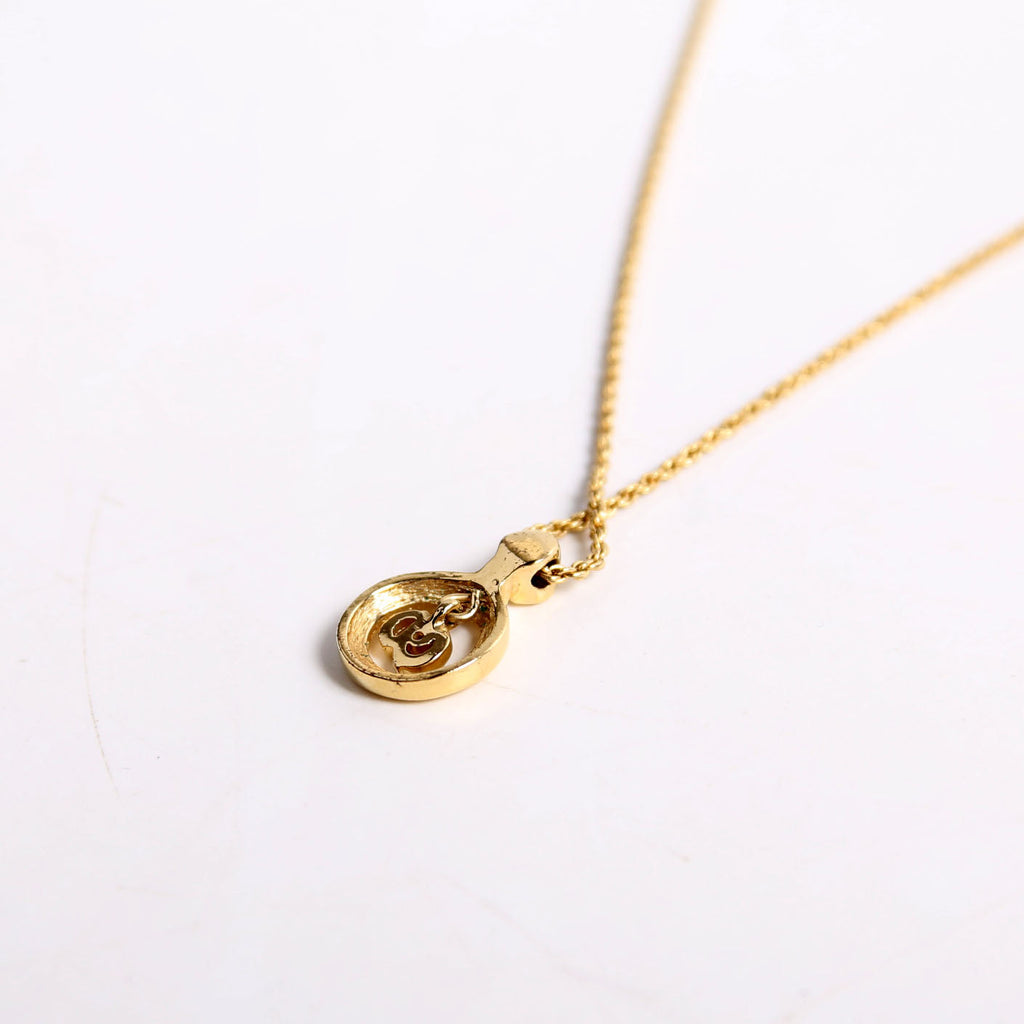 Christian Dior Vintage Circle CD Pendant Necklace Gold
