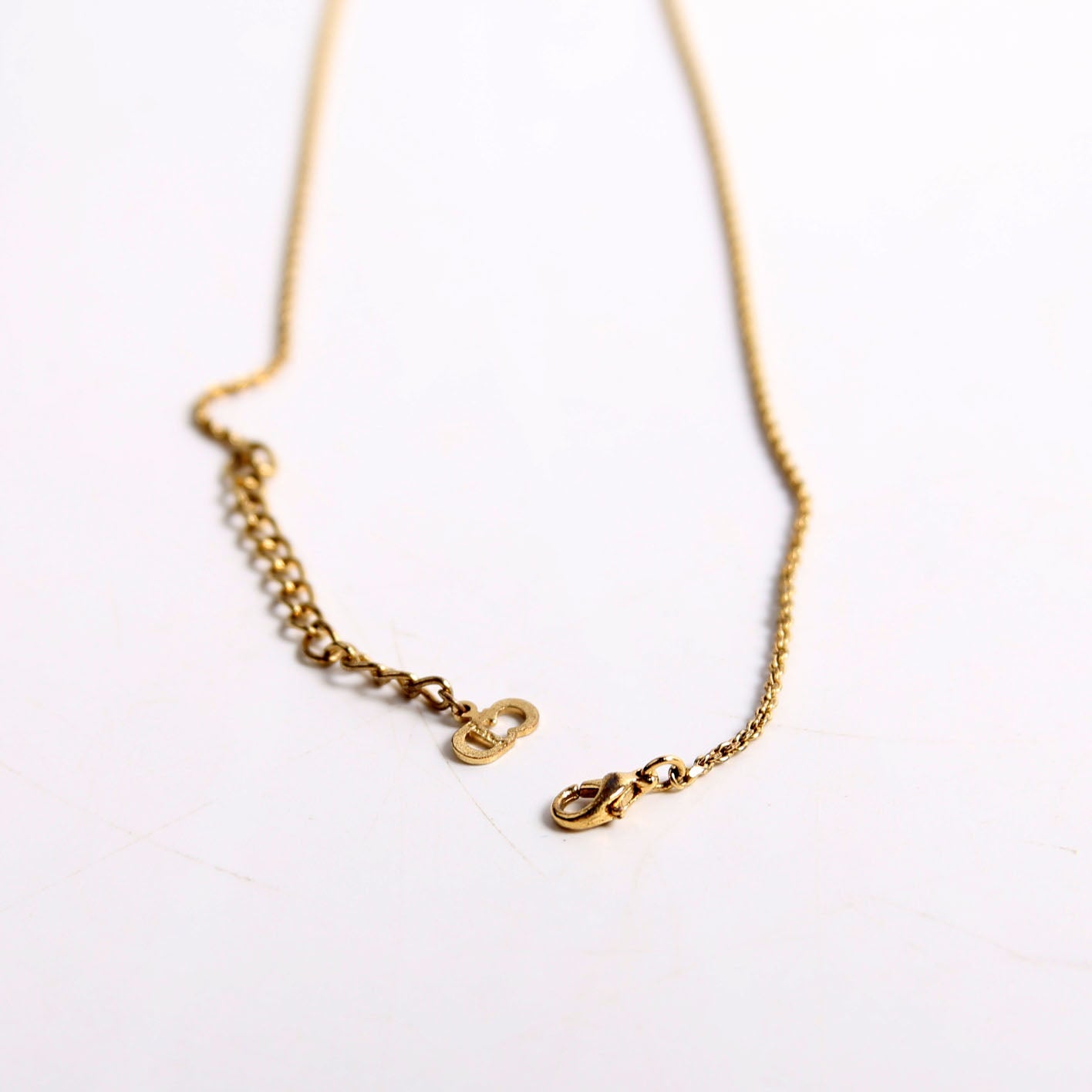 Christian Dior Vintage Circle CD Pendant Necklace Gold