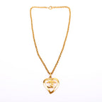 Chanel CC Heart Pendant Vintage Necklace Gold