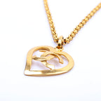 Chanel CC Heart Pendant Vintage Necklace Gold