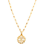 Chanel CC Crystal Cut-Out Pendant Necklace Gold