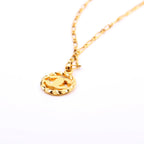 Chanel CC Crystal Cut-Out Pendant Necklace Gold