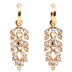Chanel CC Crystal Leaf Drop Hoop Earrings Gold
