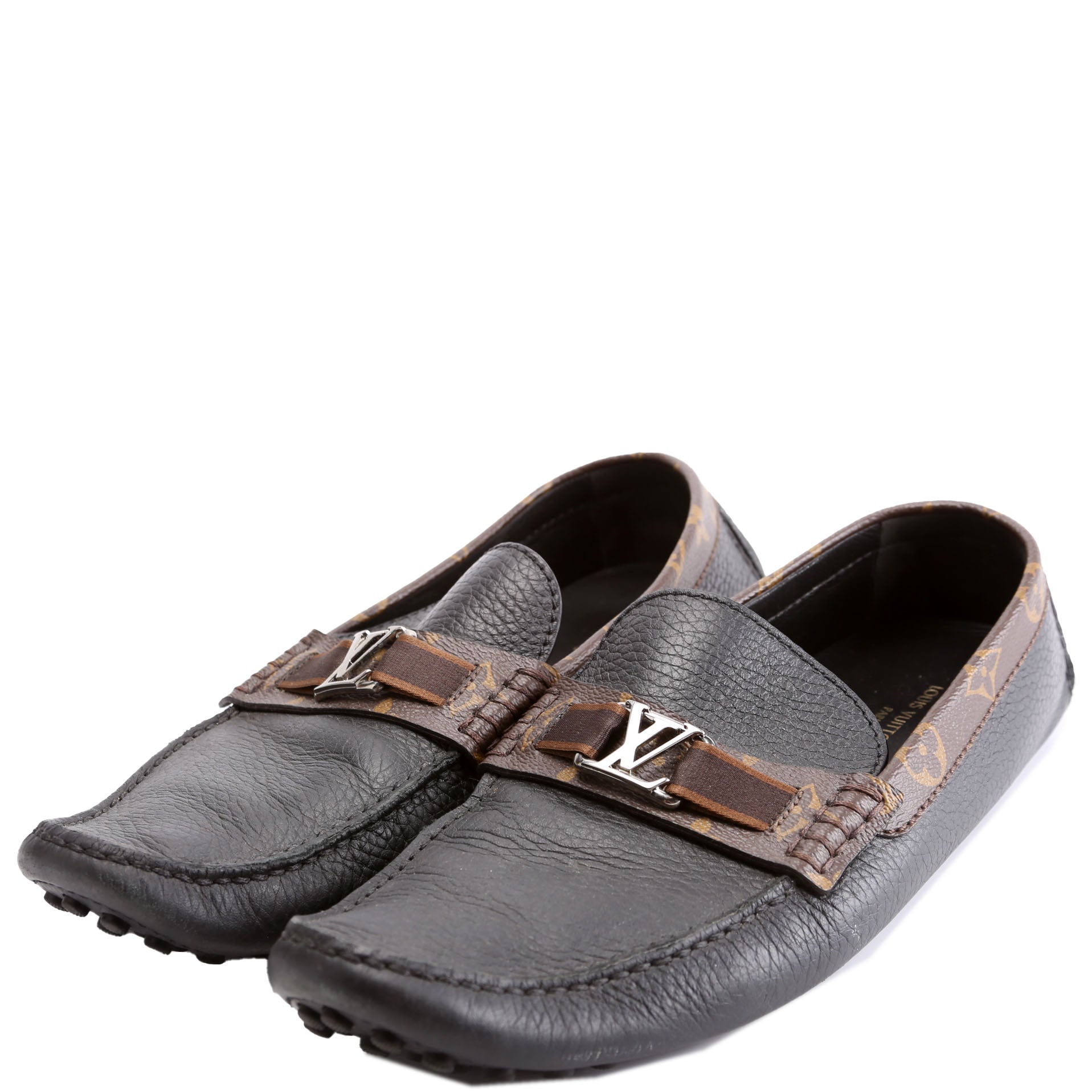 Louis Vuitton Driving Loafers Monogram/Leather Men's Size 9.5 Black/Brown