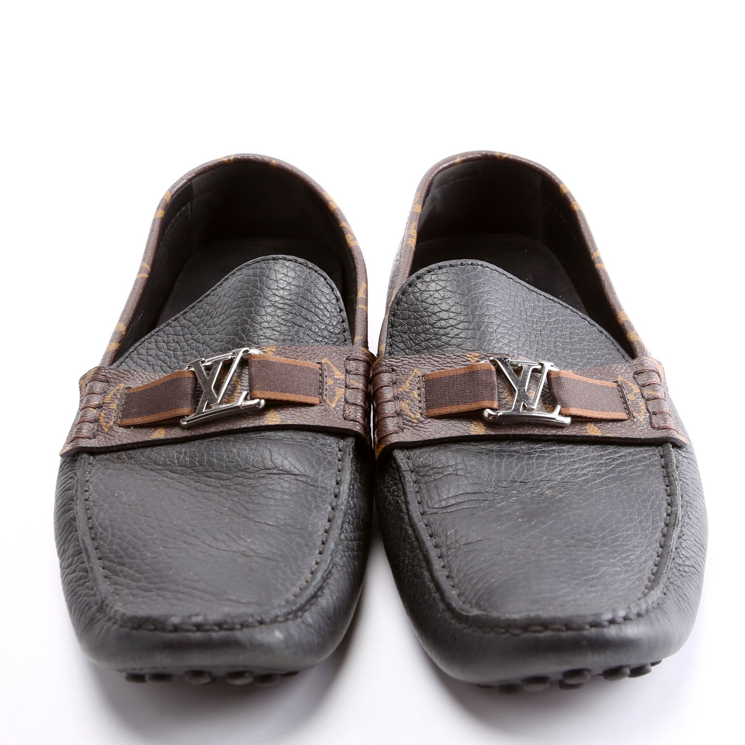 Louis Vuitton Driving Loafers Monogram/Leather Men's Size 9.5 Black/Brown