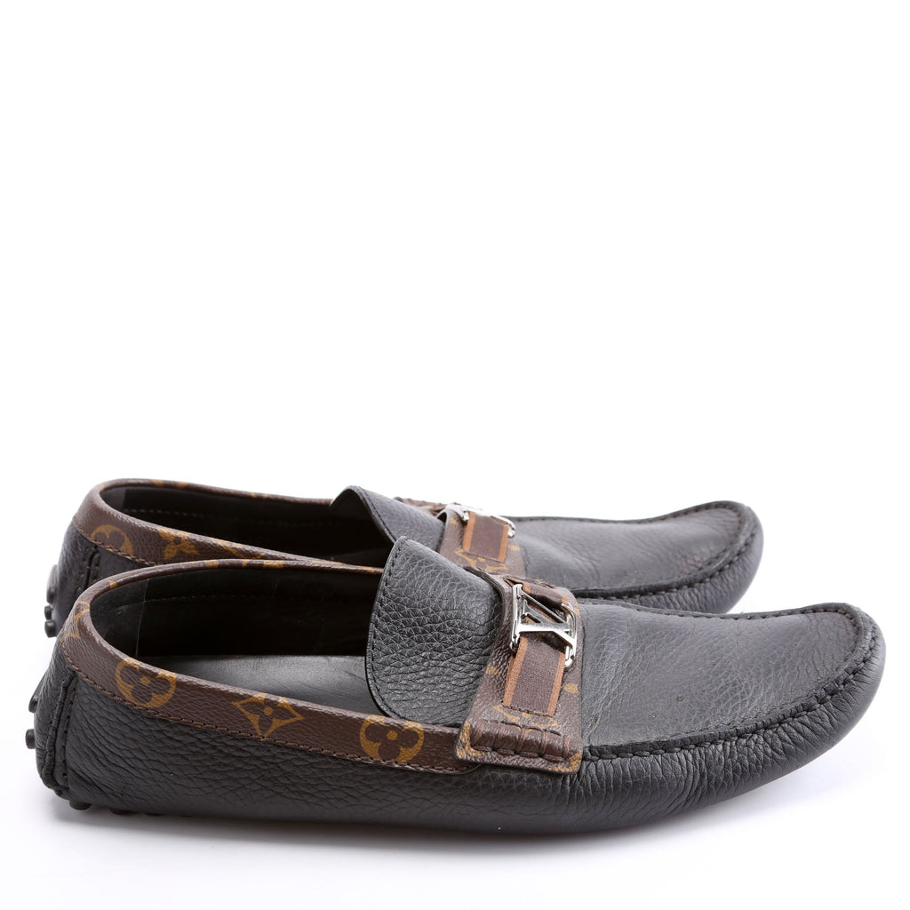 Louis Vuitton Driving Loafers Monogram/Leather Men's Size 9.5 Black/Brown