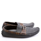 Louis Vuitton Driving Loafers Monogram/Leather Men's Size 9.5 Black/Brown