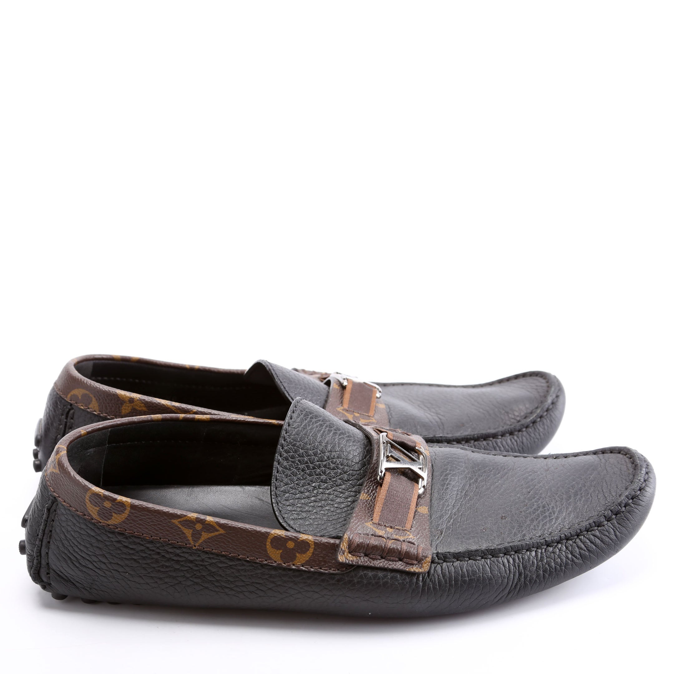Louis Vuitton Driving Loafers Monogram/Leather Men's Size 9.5 Black/Brown