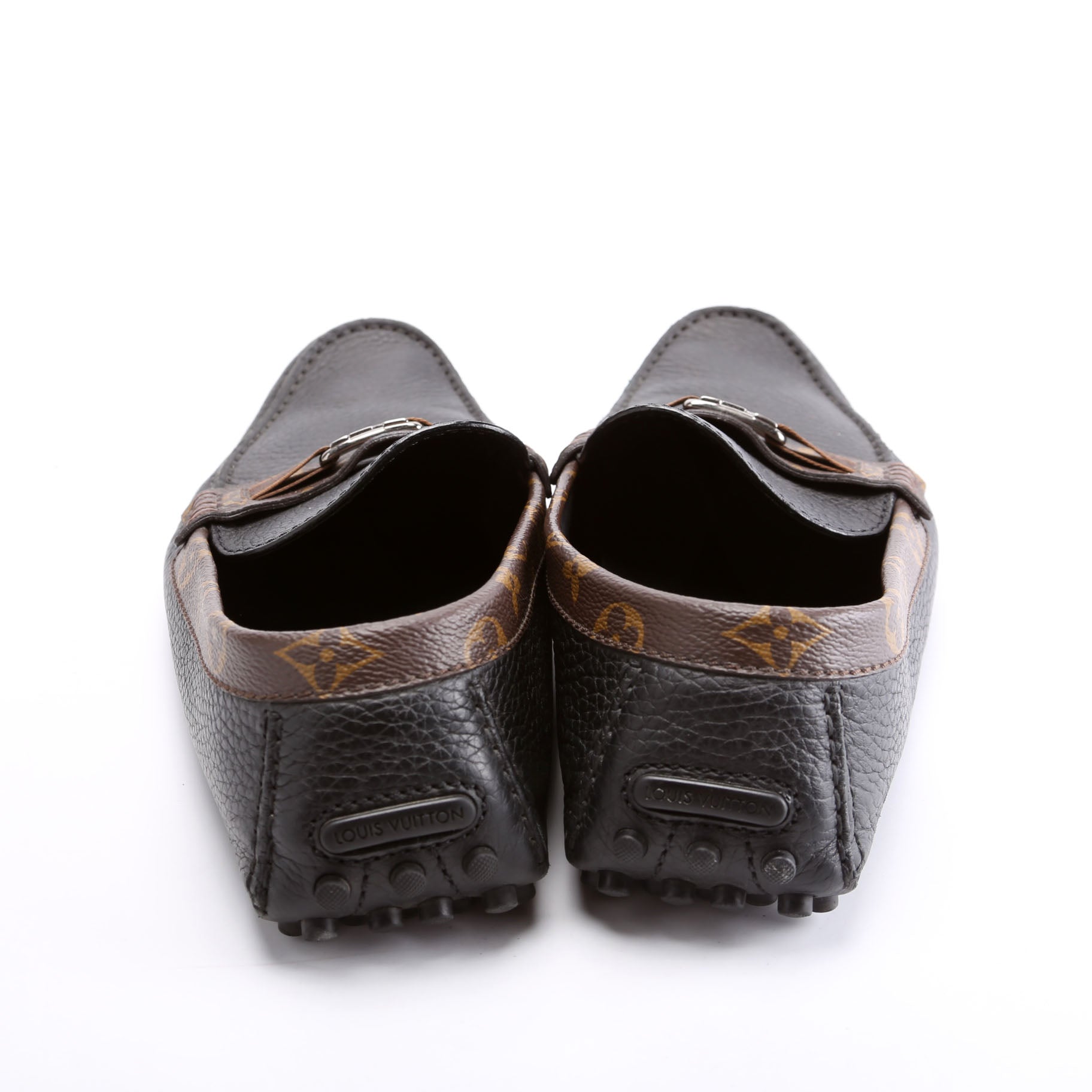 Louis Vuitton Driving Loafers Monogram/Leather Men's Size 9.5 Black/Brown