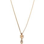 Chanel CC Rhinestone Drop Pendant Necklace Gold