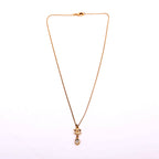 Chanel CC Rhinestone Drop Pendant Necklace Gold