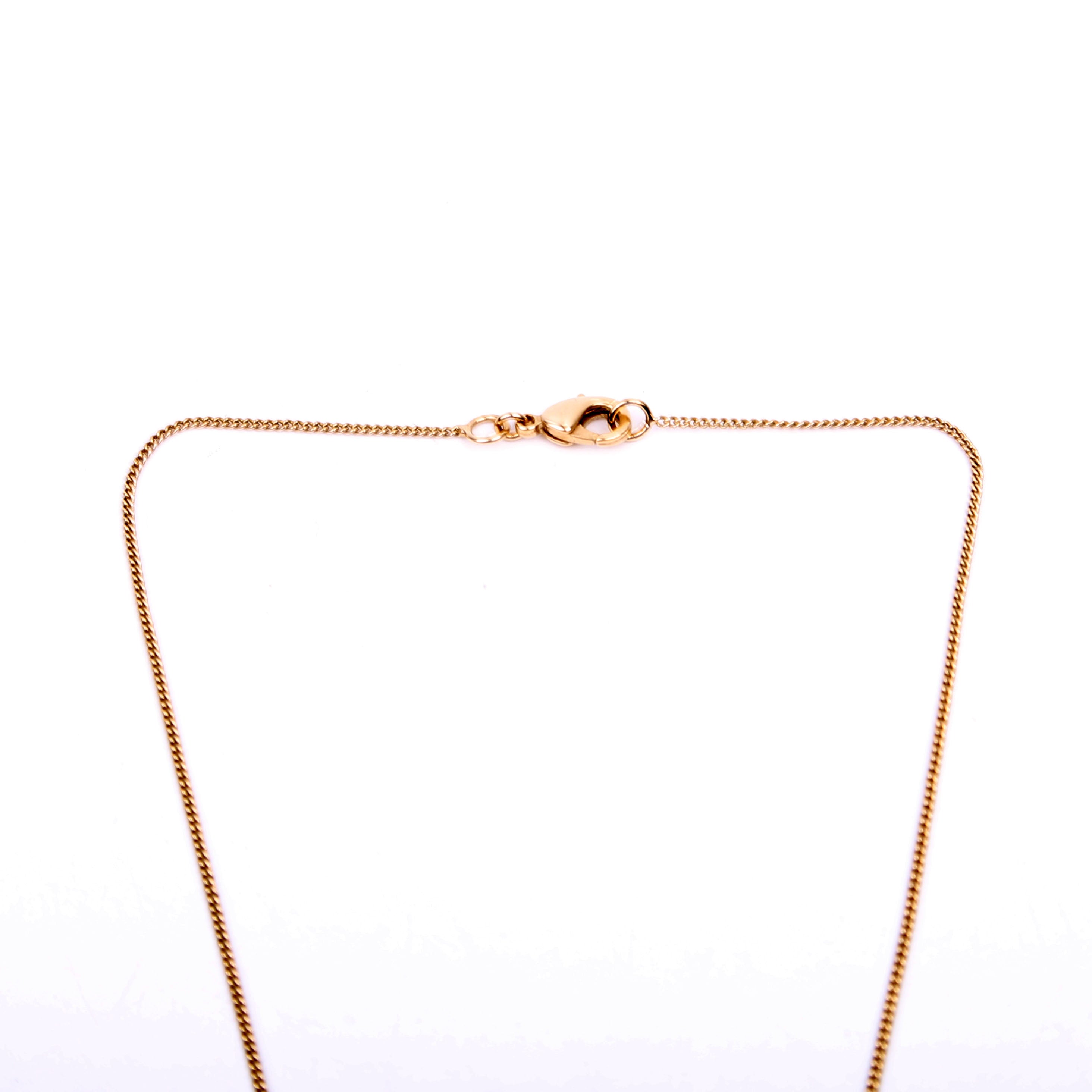 Chanel CC Rhinestone Drop Pendant Necklace Gold