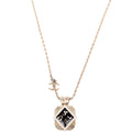 Chanel Square Crystal Resin Logo Pendant Necklace Gold