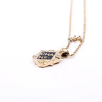 Chanel Square Crystal Resin Logo Pendant Necklace Gold