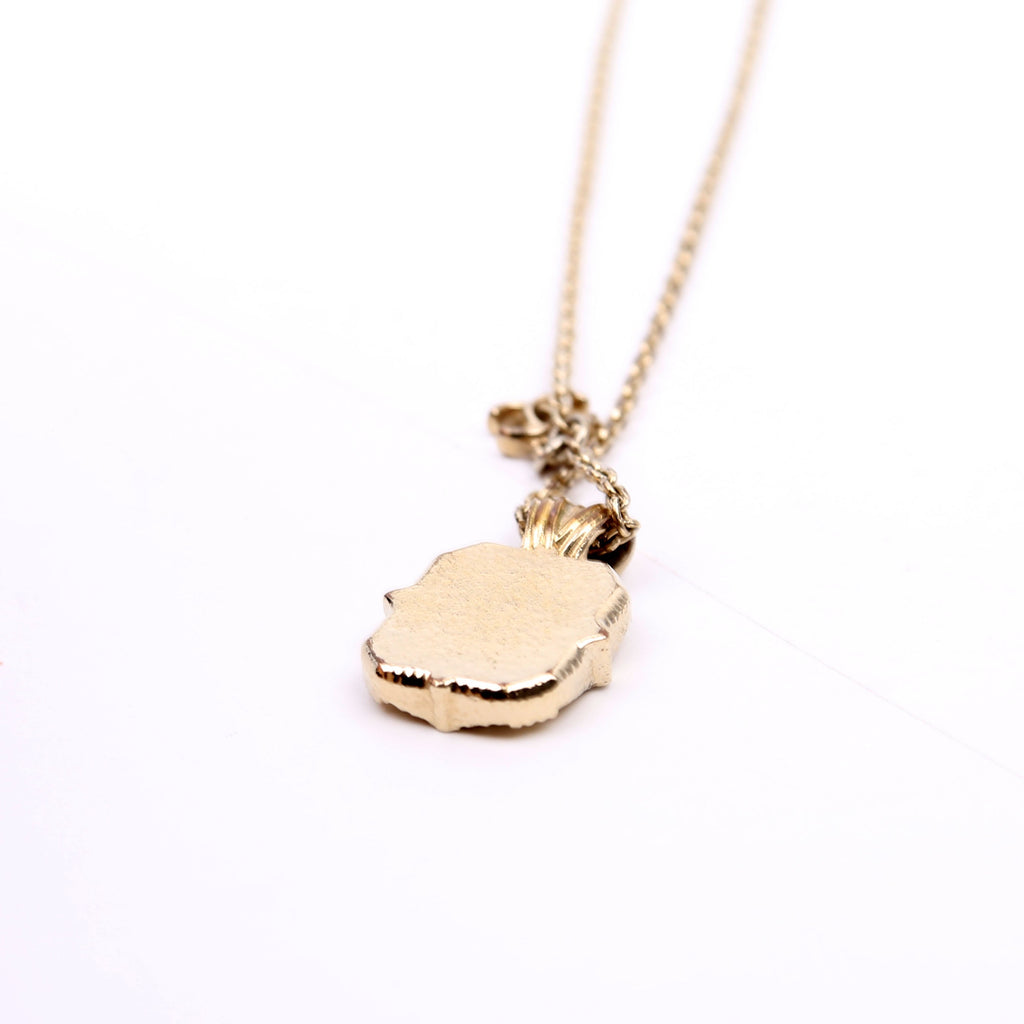 Chanel Square Crystal Resin Logo Pendant Necklace Gold