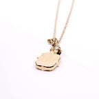 Chanel Square Crystal Resin Logo Pendant Necklace Gold