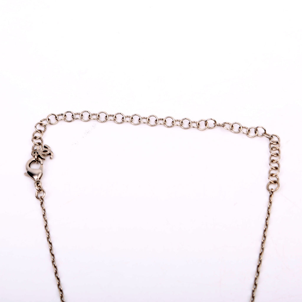 Chanel CC Crystal Round Small Necklace Silver