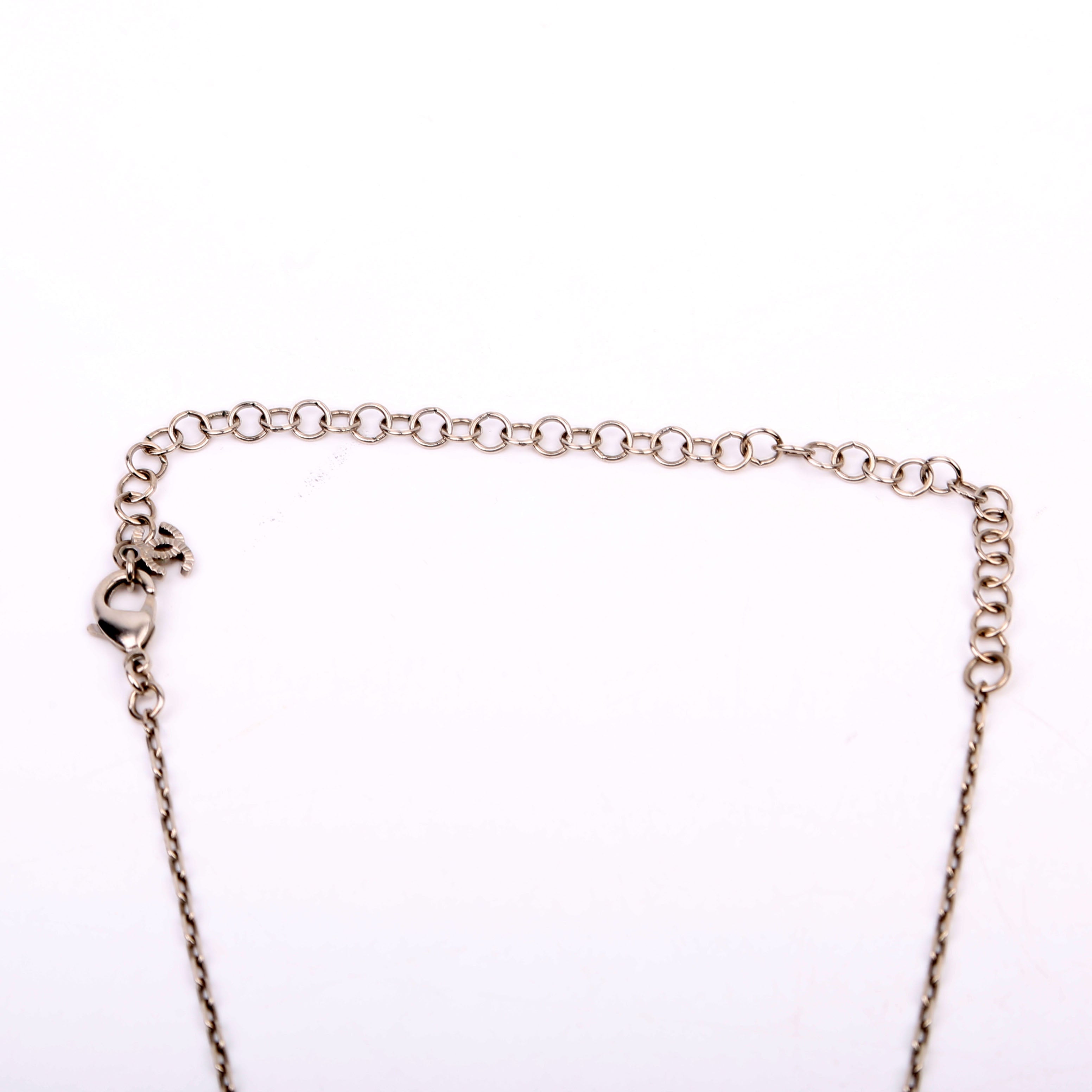 Chanel CC Crystal Round Small Necklace Silver