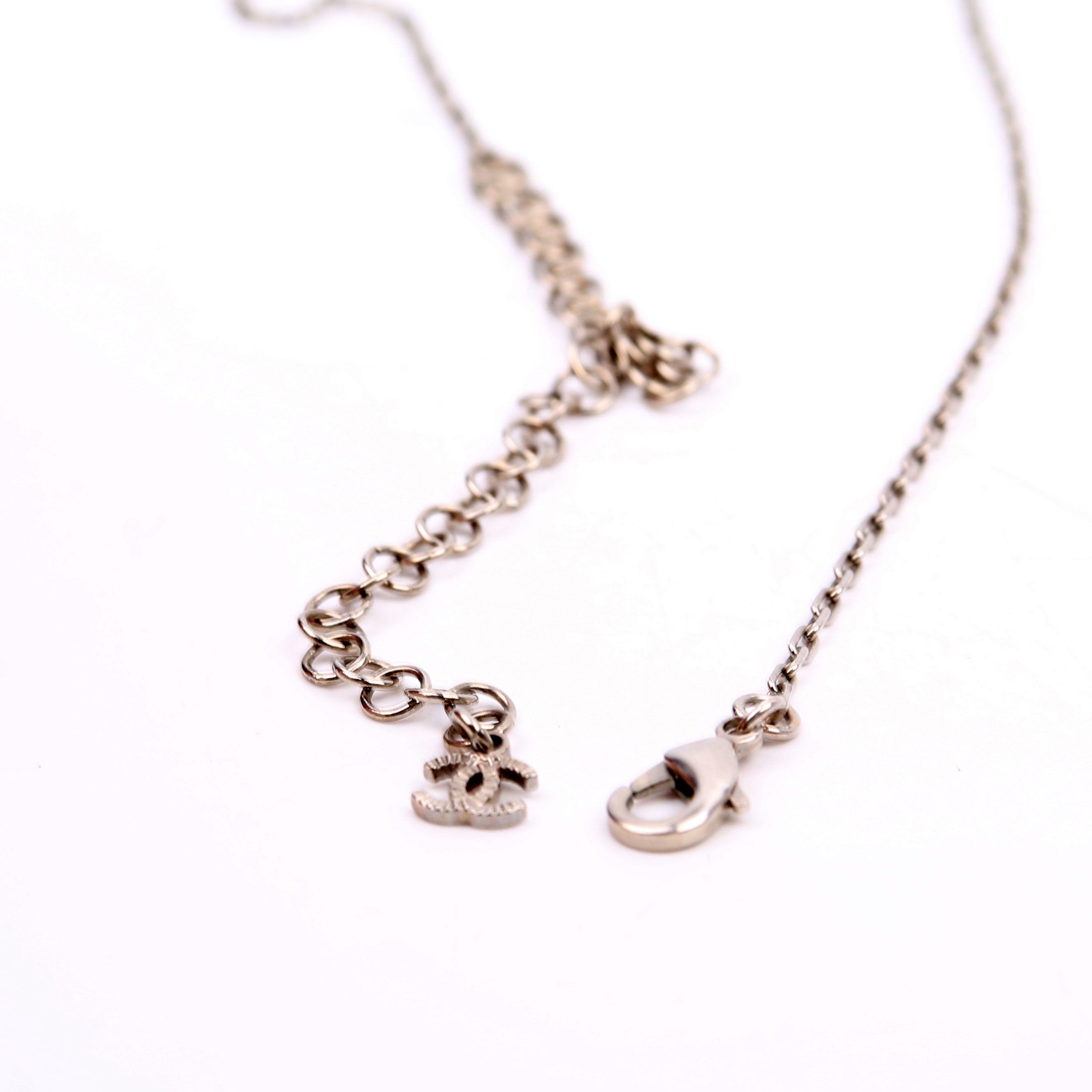 Chanel CC Crystal Round Small Necklace Silver