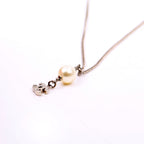 Chanel Pearl Drop CC Rhinestone Pendant Necklace Silver