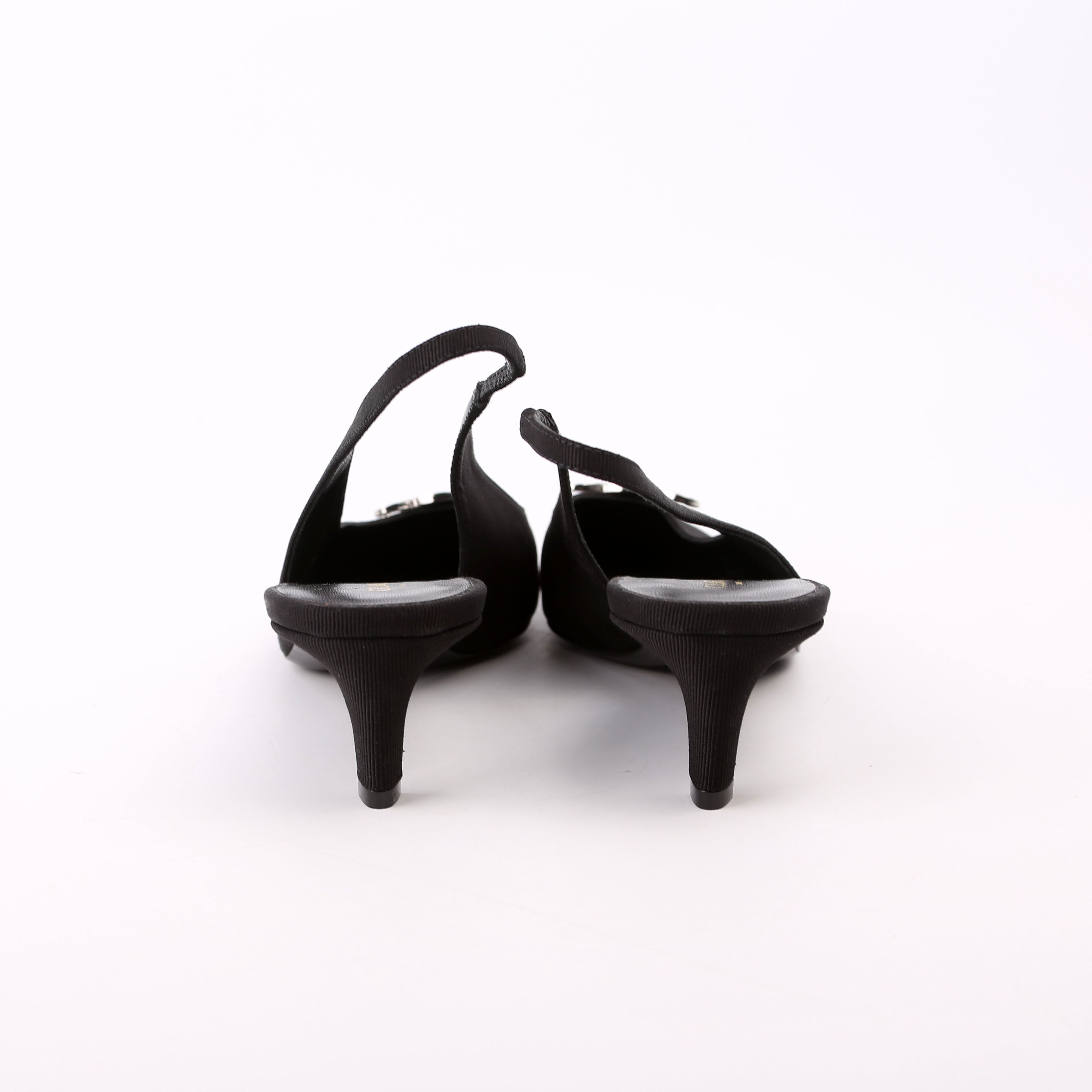 Celine Triomphe Slingback Kitten Heels Size 36.5 Black