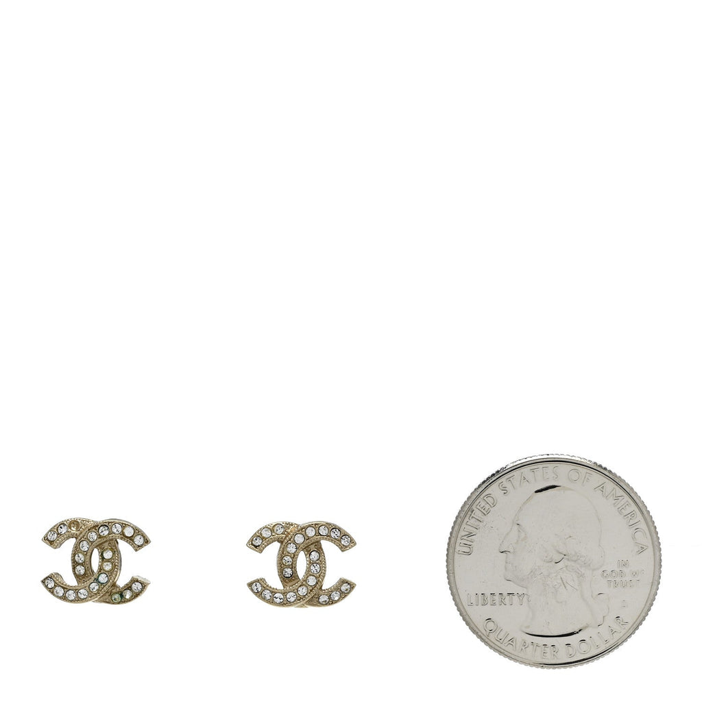 Chanel Crystal CC Earrings Gold