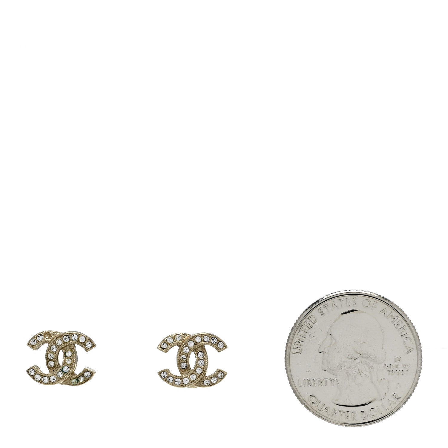 Chanel Crystal CC Earrings Gold