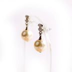 Chanel CC Crystal Pearl Drop Earrings Silver