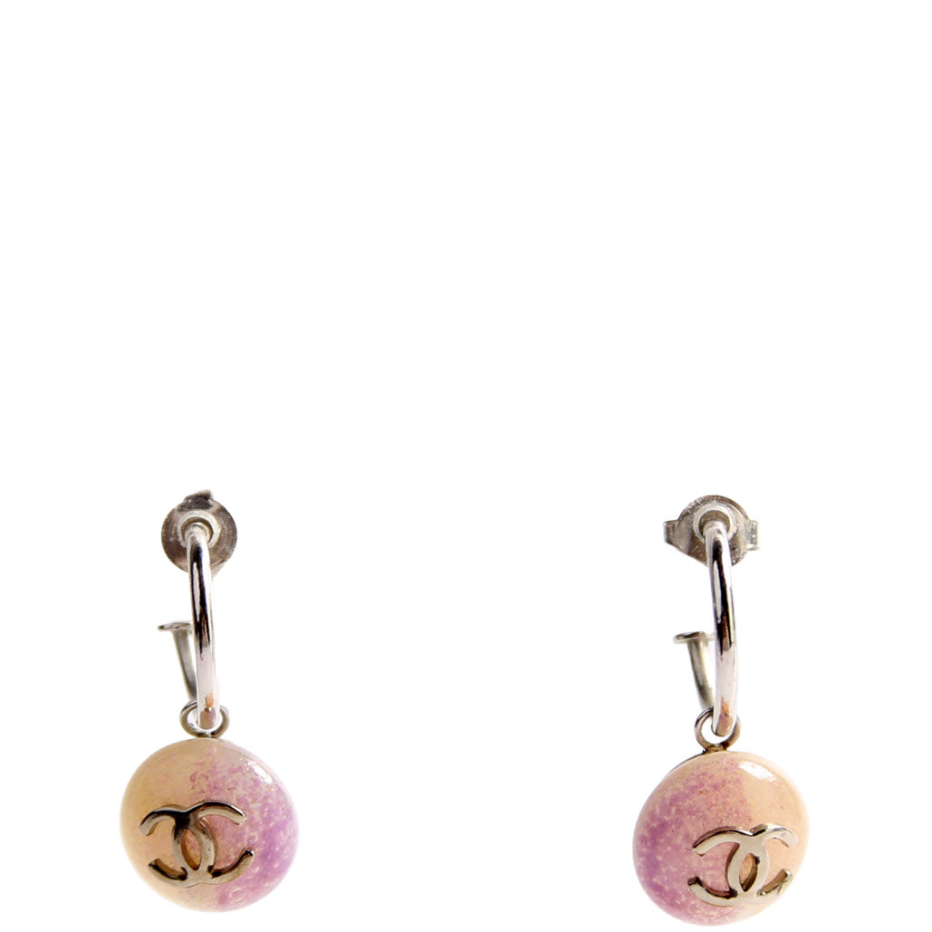 Chanel CC Swing Ombre Hoop Drop Earrings Silver/Purple