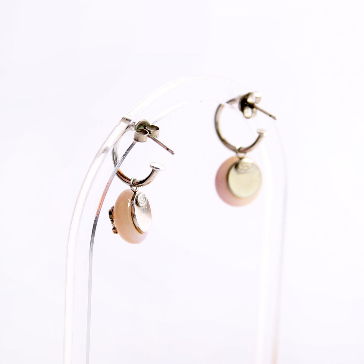 Chanel CC Swing Ombre Hoop Drop Earrings Silver/Purple