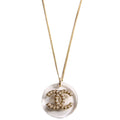 Chanel Clear Resin And Pearl CC Pendant Necklace Pearl/Gold