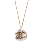 Chanel Clear Resin And Pearl CC Pendant Necklace Pearl/Gold