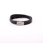 Saint Laurent Cassandre Double Wrap Bracelet Black