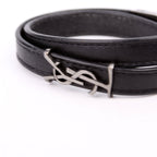 Saint Laurent Cassandre Double Wrap Bracelet Black